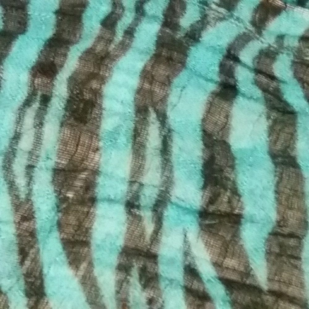 Teal blue zebra stripe thin tassel fringe scarf - Picture 5 of 5